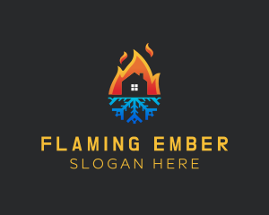 House Fire Ice Ventilation logo design