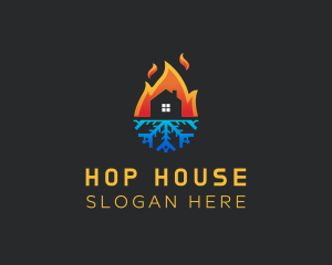 House Fire Ice Ventilation logo design