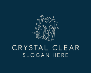 Moon Crystal Gemstone logo design