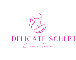 Woman Body Leaves logo design