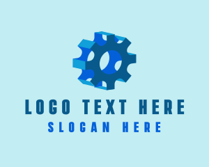 3D Blue Mechanical Gear  logo