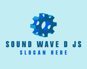 3D Blue Mechanical Gear  logo design