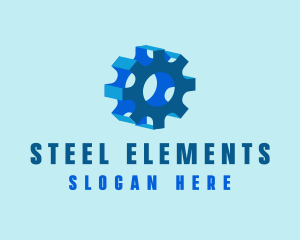 3D Blue Mechanical Gear  logo