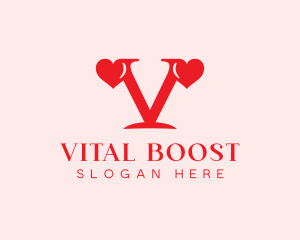 Valentine Heart Letter V logo design