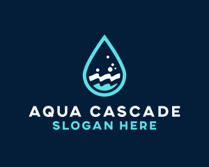 Aqua Wave Droplet logo design