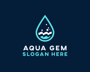 Aqua Wave Droplet logo design