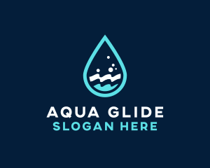 Aqua Wave Droplet logo design