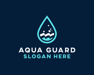 Aqua Wave Droplet logo design