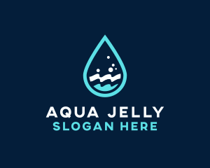 Aqua Wave Droplet logo design