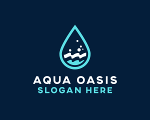 Aqua Wave Droplet logo design
