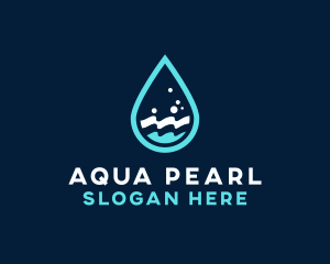 Aqua Wave Droplet logo design