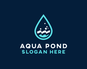 Aqua Wave Droplet logo design