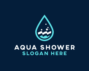 Aqua Wave Droplet logo design