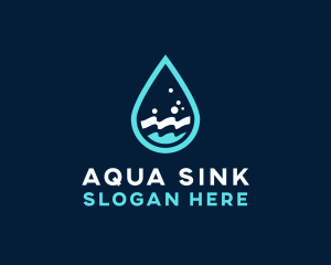 Aqua Wave Droplet logo design