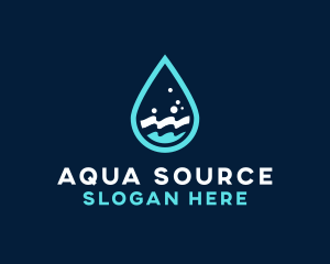 Aqua Wave Droplet logo design