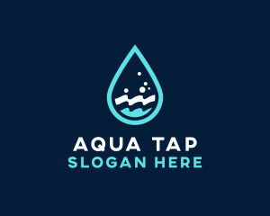 Aqua Wave Droplet logo design