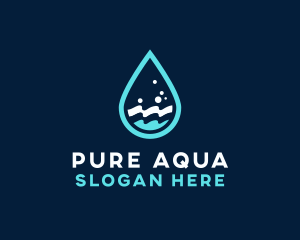 Aqua Wave Droplet logo design