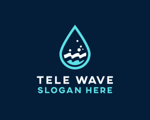 Aqua Wave Droplet logo design