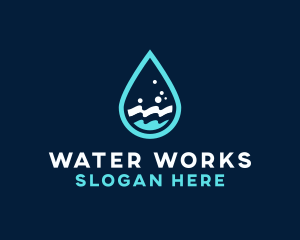 Aqua Wave Droplet logo design