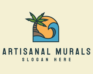 Tropical Beach Island logo design