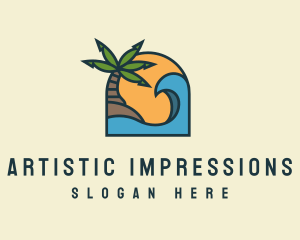 Tropical Beach Island logo design