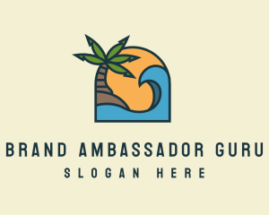 Tropical Beach Island logo design