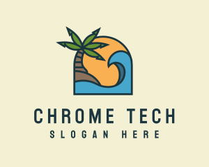 Tropical Beach Island logo design