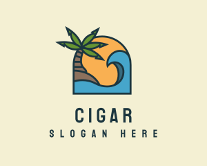 Tropical Beach Island logo design