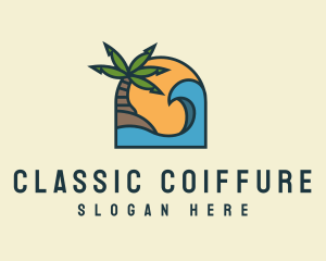 Tropical Beach Island logo design