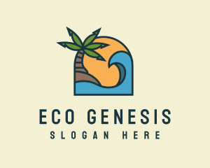 Tropical Beach Island logo design