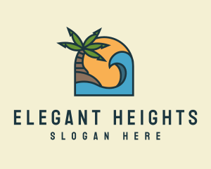 Tropical Beach Island logo design