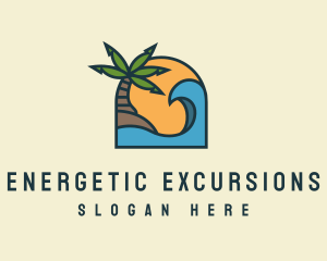 Tropical Beach Island logo design