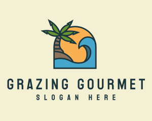 Tropical Beach Island logo design