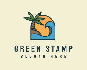 Tropical Beach Island logo design