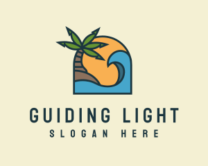 Tropical Beach Island logo design