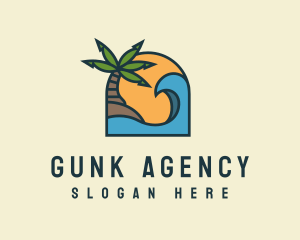 Tropical Beach Island logo design