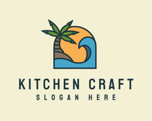 Tropical Beach Island logo design