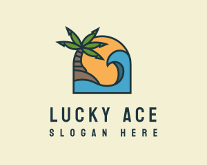 Tropical Beach Island logo design