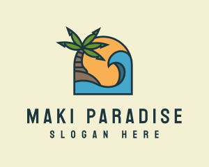 Tropical Beach Island logo design