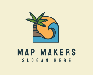 Tropical Beach Island logo design