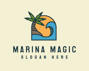 Tropical Beach Island logo design