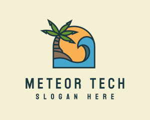 Tropical Beach Island logo design