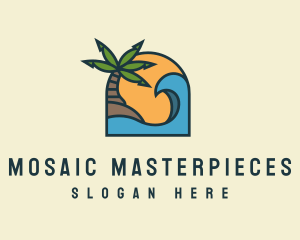 Tropical Beach Island logo design