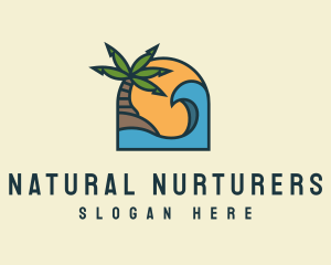 Tropical Beach Island logo design