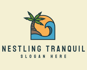 Tropical Beach Island logo design