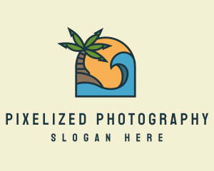 Tropical Beach Island logo design