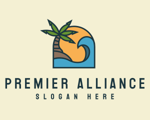 Tropical Beach Island logo design