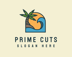 Tropical Beach Island logo design