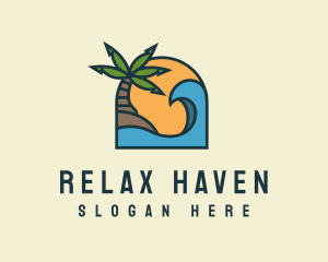 Tropical Beach Island logo design