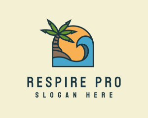 Tropical Beach Island logo design